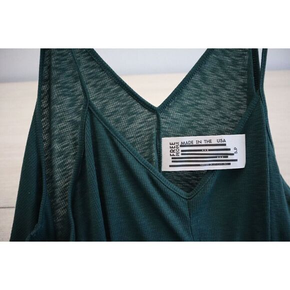 Free People Women's Sz Small Green Ribbed Knit Relaxed Fit Romper - Picture 3 of 6